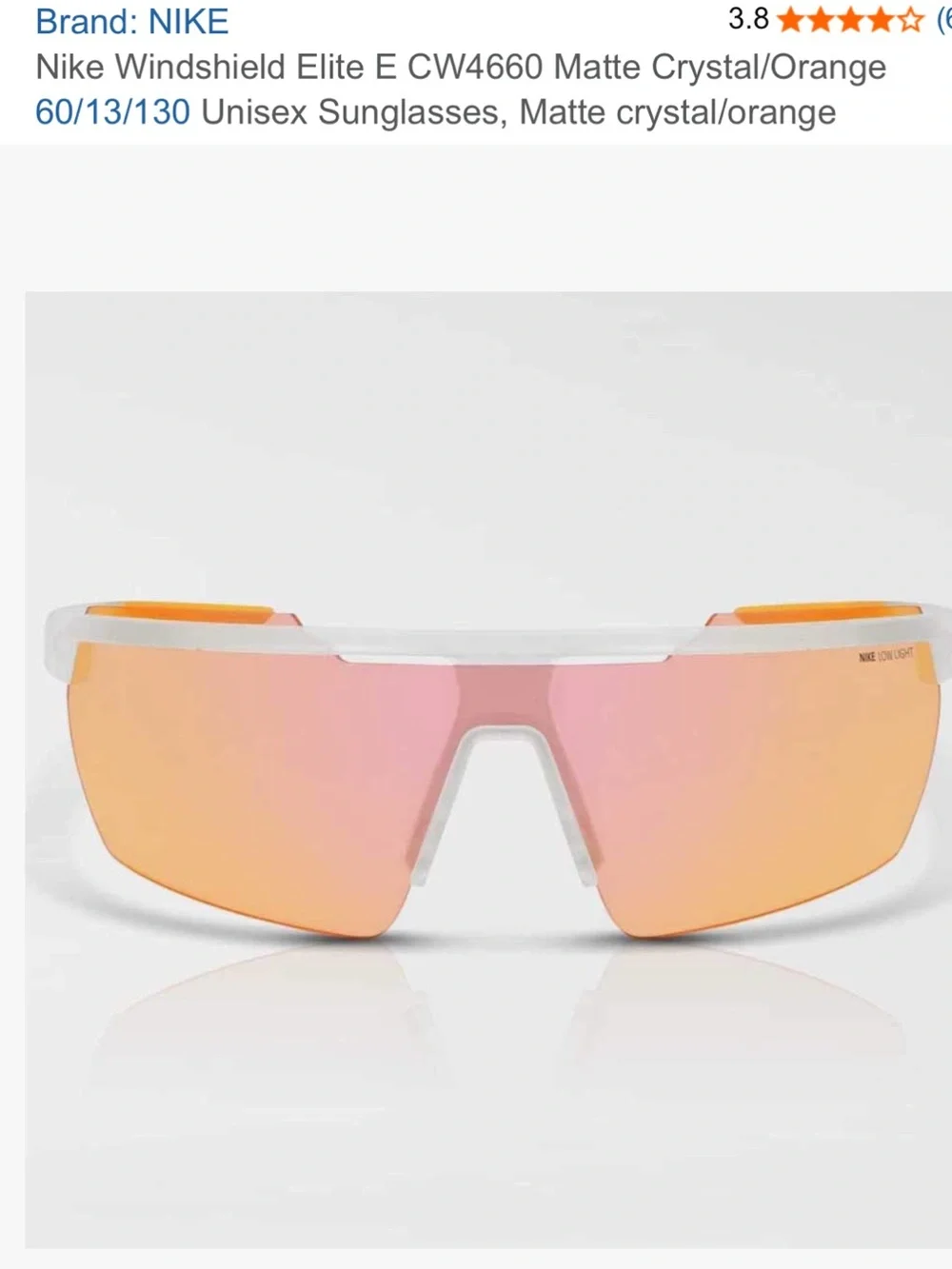 Nike Matte Crystal White Shield Sunglasses with Orange lenses